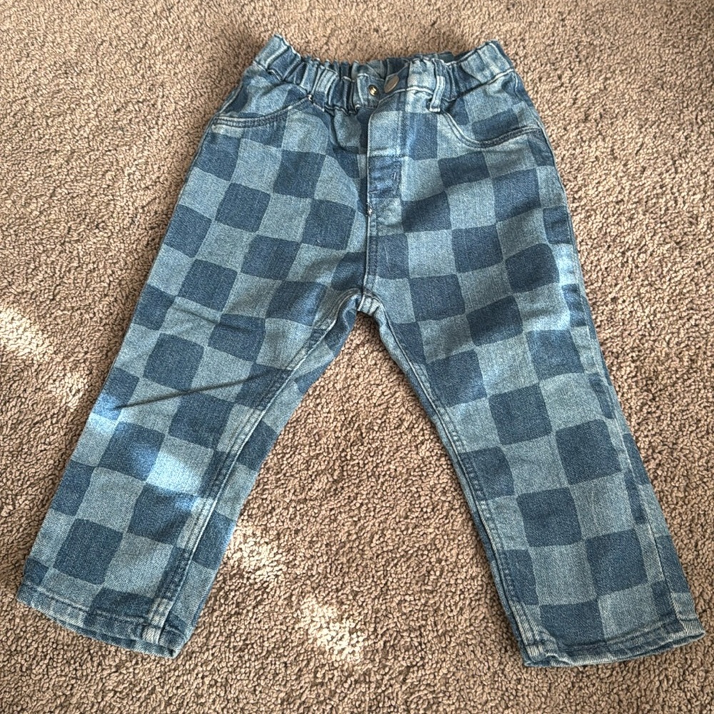 2T toddler boy checkerboard jeans